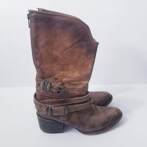 Freebird by Steven Pikes Cowboy Boots Size 8 Buckles Distressed Leather